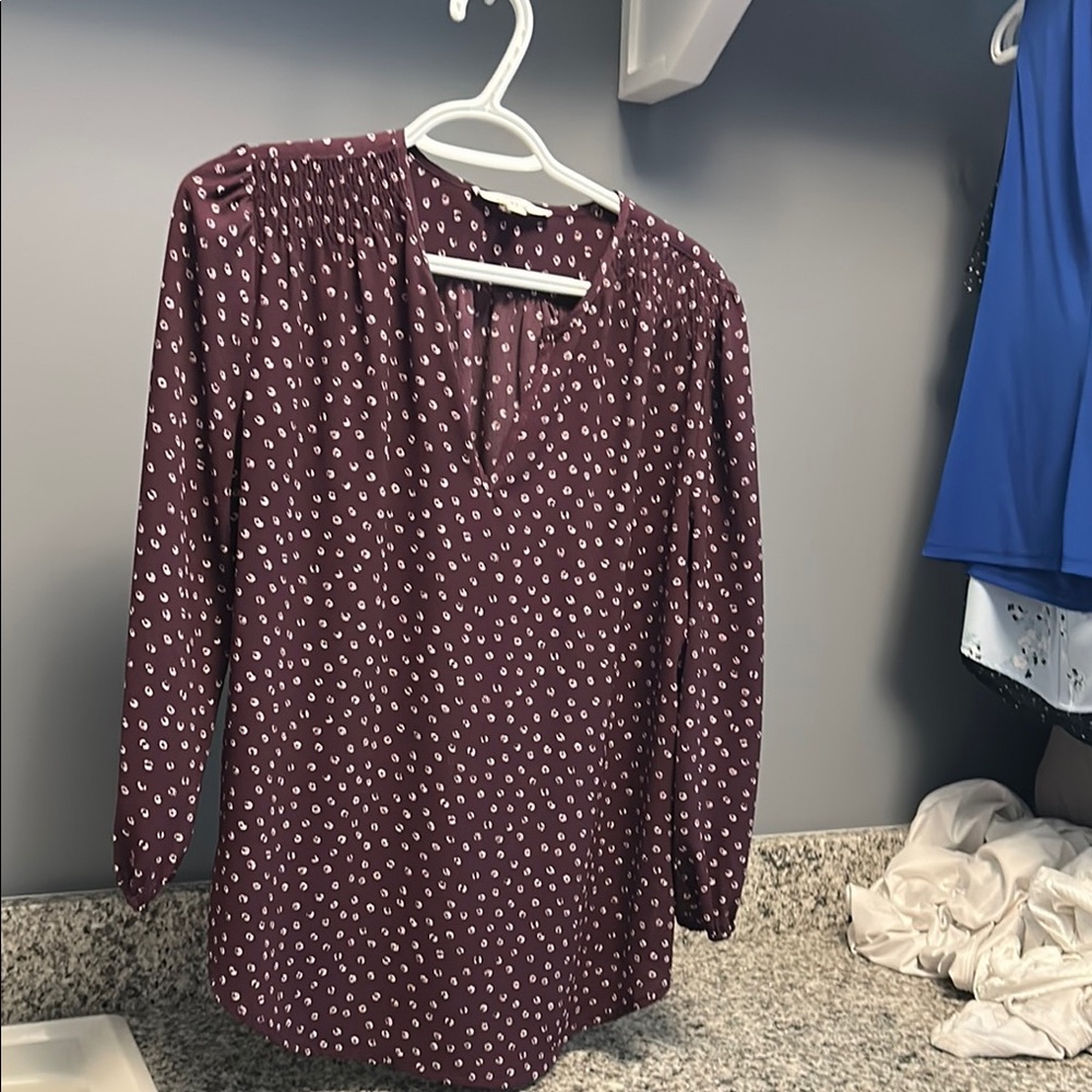Fun 2 Fun Maroon Blouse with White Dots